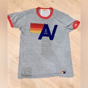 Aviator Nation Gray Tee with Red and Blue Accents